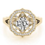 Halo Engagement Ring, Round Shape, in Yellow Gold - 84911