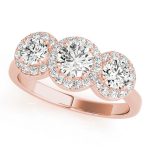 Three Stone Engagement Ring, Round Shape, in Rose Gold - 84912