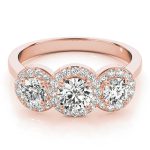 Three Stone Engagement Ring, Round Shape, in Rose Gold - 84912