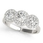 Three Stone Engagement Ring, Round Shape, in Sterling Silver - 84912