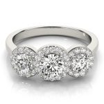 Three Stone Engagement Ring, Round Shape, in Sterling Silver - 84912