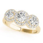 Three Stone Engagement Ring, Round Shape, in Yellow Gold - 84912