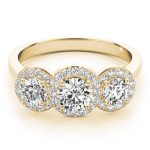 Three Stone Engagement Ring, Round Shape, in Yellow Gold - 84912