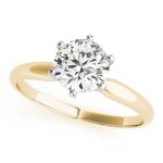 Prong Set Engagement Ring, Solitaire Style, Round Shape, in Yellow Gold - F1620