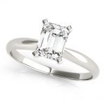 Solitaire Engagement Ring, Emerald Shape, in White Gold - F1626