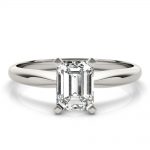 Solitaire Engagement Ring, Emerald Shape, in White Gold - F1626