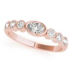 Diamond Wedding Ring, Oval Shape, in Rose Gold - 85039