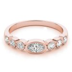 Diamond Wedding Ring, Oval Shape, in Rose Gold - 85039