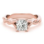 Solitaire Engagement Ring, Square Shape, in Rose Gold - 85008