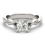 Solitaire Engagement Ring, Square Shape, in Sterling Silver - 85008