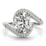 Pave Engagement Ring, Oval Shape, in Sterling Silver - 84649