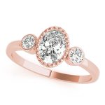 Fashion Engagement Ring, Three Stone Style, Oval Shape, in Rose Gold - 85050