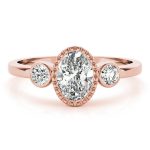 Fashion Engagement Ring, Three Stone Style, Oval Shape, in Rose Gold - 85050