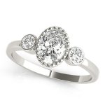 Fashion Engagement Ring, Three Stone Style, Oval Shape, in Sterling Silver - 85050