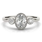 Fashion Engagement Ring, Three Stone Style, Oval Shape, in Platinum - 85050