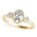 Fashion Engagement Ring, Three Stone Style, Oval Shape, in Yellow Gold - 85050