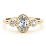 Fashion Engagement Ring, Three Stone Style, Oval Shape, in Yellow Gold - 85050