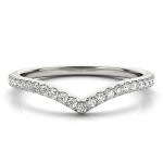 Curverd Wedding Ring, Round Shape, in White Gold - 85144