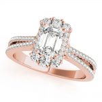 Vintage Engagement Ring, Emerald Shape, in Rose Gold - 85145