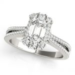 Vintage Engagement Ring, Emerald Shape, in White Gold - 85145