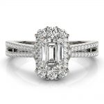 Vintage Engagement Ring, Emerald Shape, in White Gold - 85145