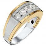 Satin Finish Gents Ring, in White Gold - 10563