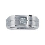 Solitaire Gents Ring, Square Shape, in White Gold - 10596