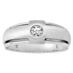 Solitaire Gents Ring, Round Shape, in White Gold - 10615