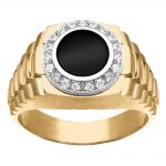 Onyx Gents Ring, in White Gold - 10621