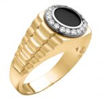 Onyx Gents Ring, in White Gold - 10621