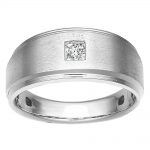 Solitaire Gents Ring, Square Shape, in White Gold - 10622