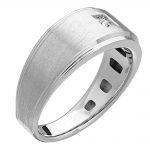 Solitaire Gents Ring, Square Shape, in White Gold - 10622