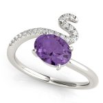 Color Fashion Ring, Oval Shape, in Platinum - 84758