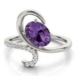 Color Fashion Ring, Oval Shape, in Platinum - 84759