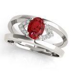 Color Fashion Ring, Oval Shape, in White Gold - 84851