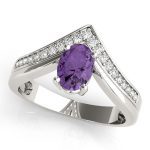 Color Fashion Ring, Oval Shape, in Platinum - 84853