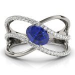 Color Fashion Ring, Oval Shape, in Platinum - 85059