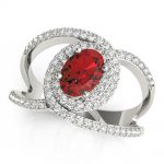 Color Fashion Ring, Oval Shape, in Platinum - 85088