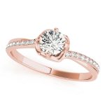 Side Stone Engagement Ring, Round Shape, in Rose Gold - 84876