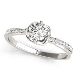 Side Stone Engagement Ring, Round Shape, in Sterling Silver - 84876