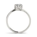 Side Stone Engagement Ring, Round Shape, in White Gold - 84876