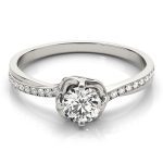 Side Stone Engagement Ring, Round Shape, in Sterling Silver - 84876