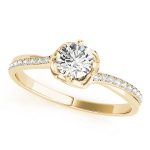 Side Stone Engagement Ring, Round Shape, in Yellow Gold - 84876