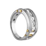 Gents Fashion Ring, Round Shape, in White Gold - 10554