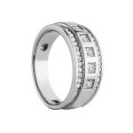 Gents Fashion Ring, in White Gold - 10555