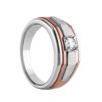 Solitaire Gents Ring, Round Shape, in White Gold - 10558