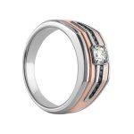 Gents Fashion Ring, Round Shape, in White Gold - 10559