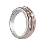 Gents Fashion Ring, Round Shape, in White Gold - 10560