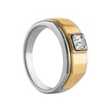 Solitaire Gents Ring, Round Shape, in White Gold - 10561