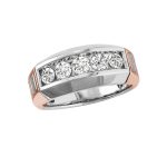 Two Tone Gents Ring, Round Shape, in White Gold - 10564